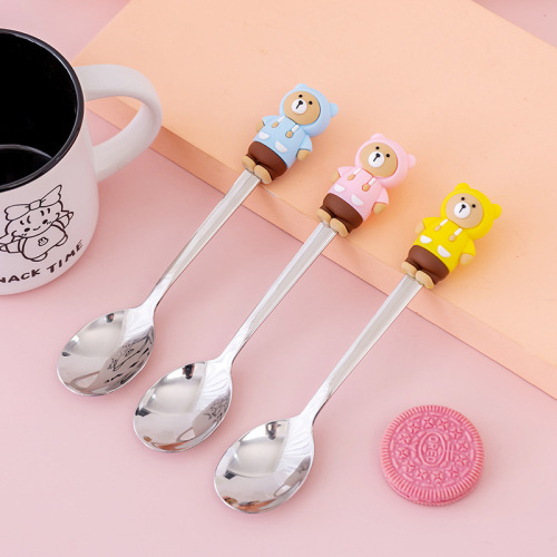 Creative Cartoon 304 Stainless Steel Portable Children‘s Spoon Stirring Spoon Tableware Activity Small Gift Logo Customization