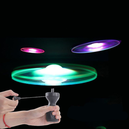 Night Market Hot Sale Cable Luminous Flying Saucer Tik Tok Online Sensation Children‘s Luminous Toys Stall Supply Flash Frisbee