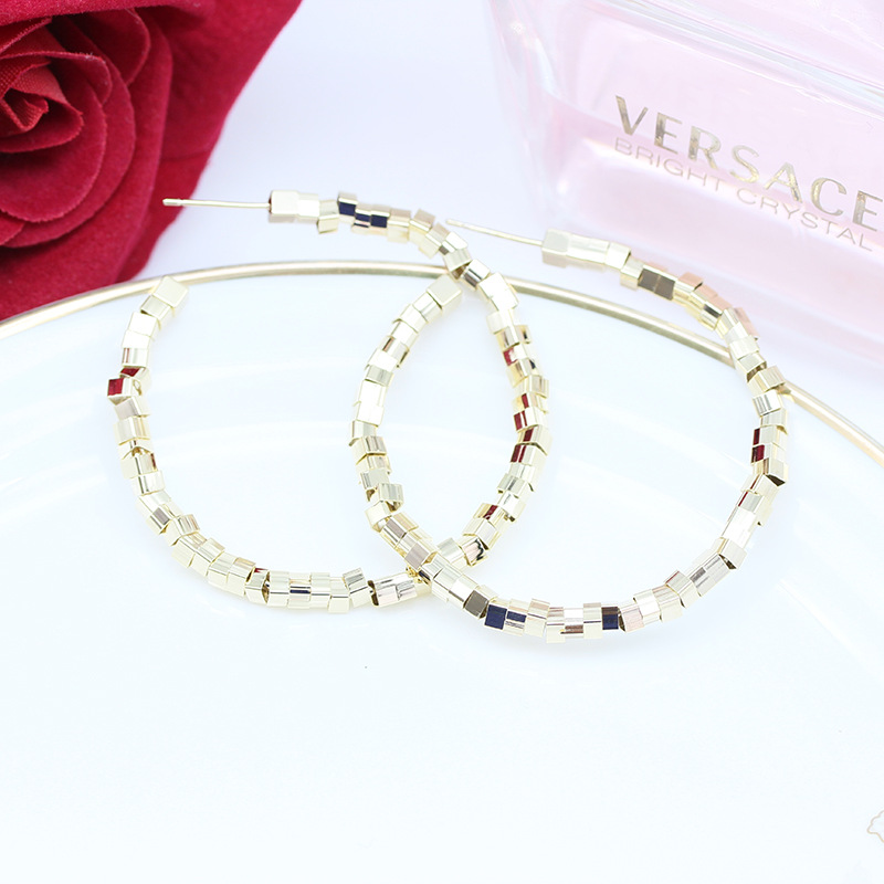 韩国东大门真金电镀925银针耳饰新款C形几何耳圈金属冷淡风耳环女