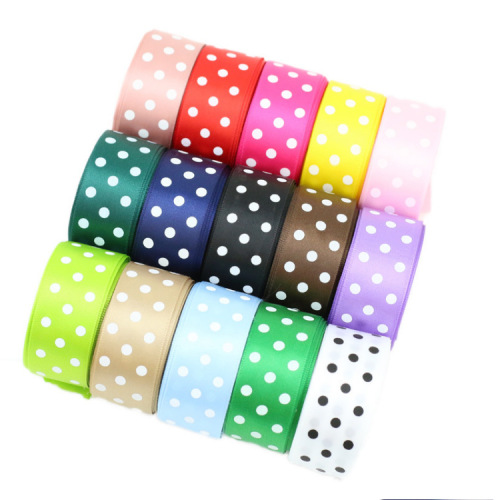 custom 2cm dotted prints polyester fabric bow ribbon handmade hair accessories diy accessories