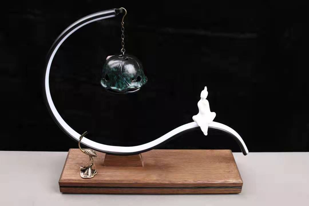 2021芸亭工艺新品上弦月带灯倒流香盘香摆件送礼香插陶瓷