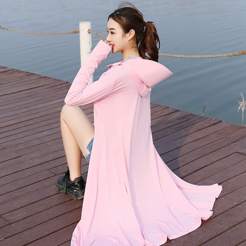 夏季防紫外线棉粉色宽松型轻薄长款女士宽松潮牌显瘦短款防晒衣