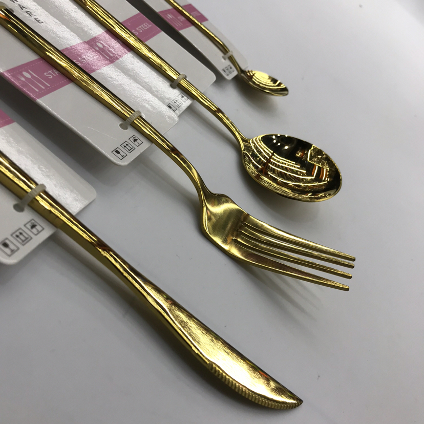 不锈钢西餐具镀钛金平年葡萄牙刀叉勺子酒店插纸卡可定制详情2