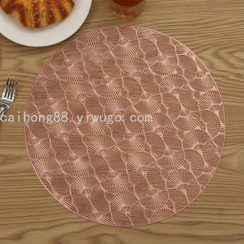 Creative Western Food Mat Coffee Coaster PVC Ginkgo Leaf Hollow Table Mat Waterproof Easy Care round Coaster Wholesale