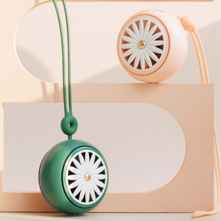 电商热销雏菊挂脖风扇USB充电便携运动小风扇创意办公礼品定制