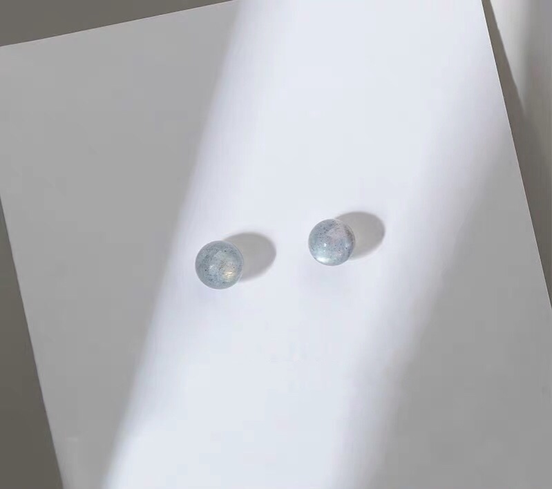 s925纯银气质韩国森系简约学生小清新月光石耳钉