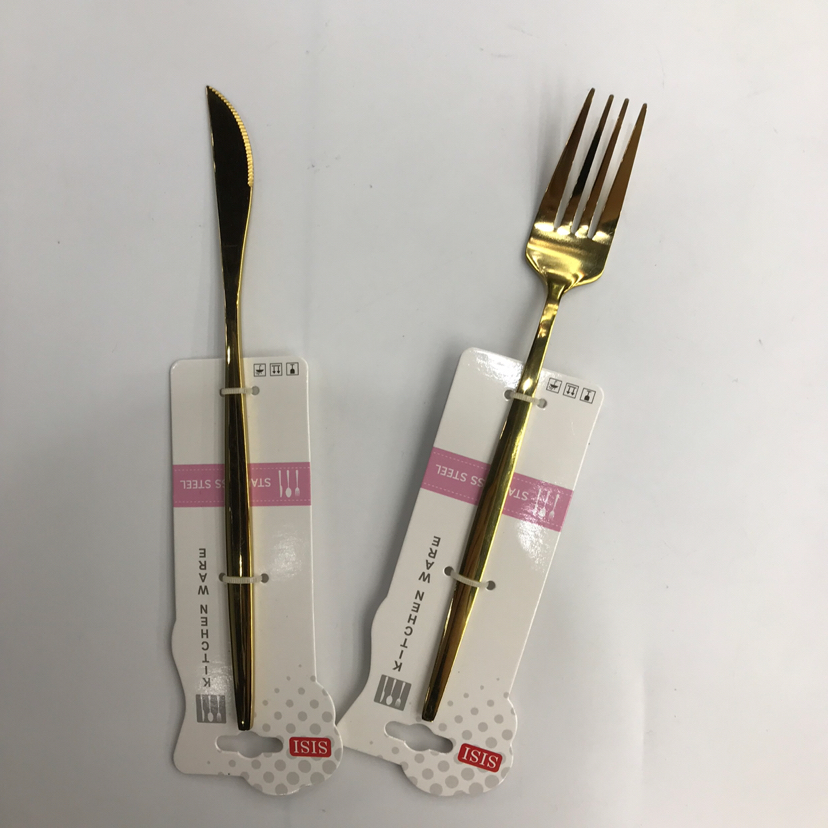 不锈钢西餐具镀钛金平年葡萄牙刀叉勺子酒店插纸卡可定制详情3