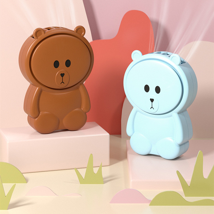 2021新款夏季小熊风扇多功能桌面三合一挂脖无叶小 风扇USB风扇