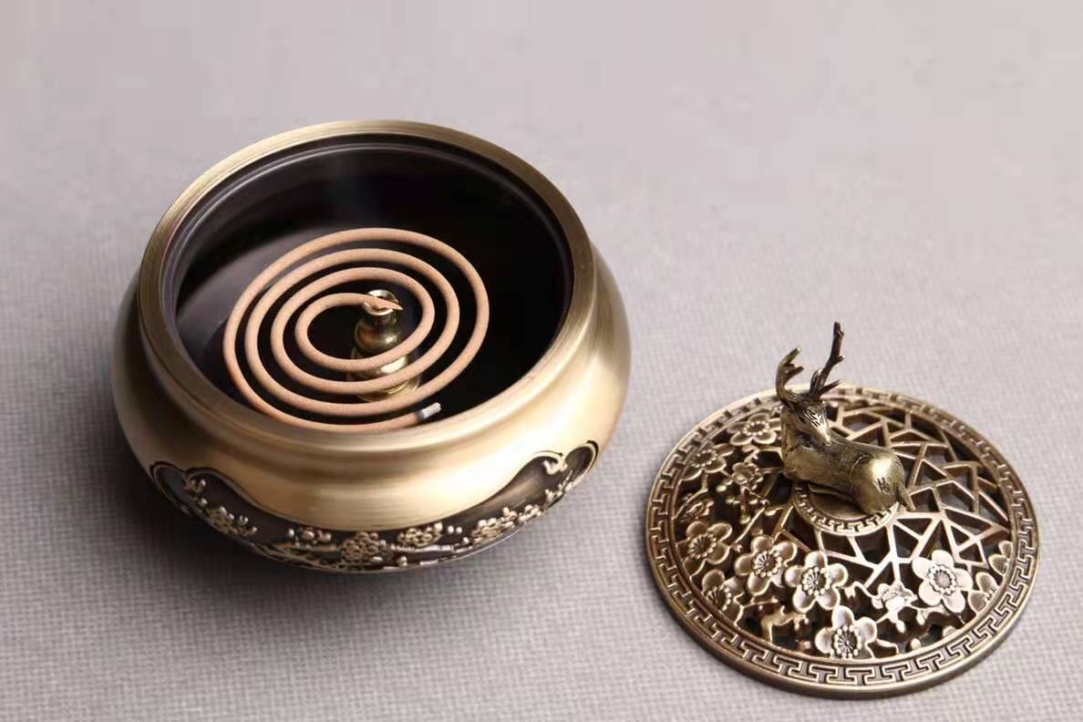 2021芸亭工艺梅花鹿香炉送防火棉铜葫芦爆款