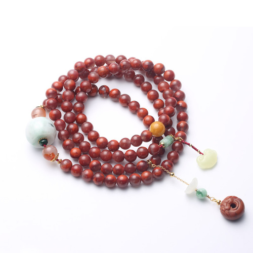 original natural sichuan material south red agate 108 beads bracelet ruyi peace lock gulong pendant double-purpose bracelet