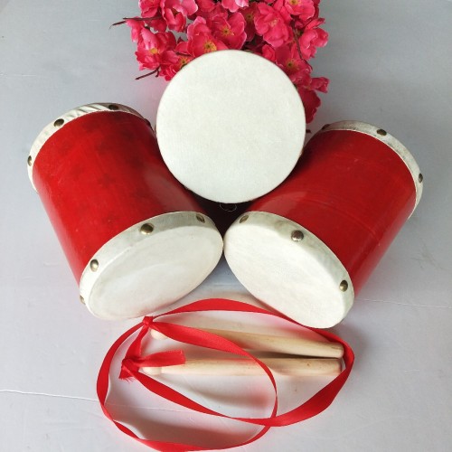 sheepskin big waist drum handmade children‘s performance props drum send drumstick red rope