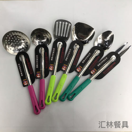 stainless steel kitchenware 1.5cm non-magnetic gold key hole handle anti-scald porridge colander spatula leaking long tongue spoon can be customized