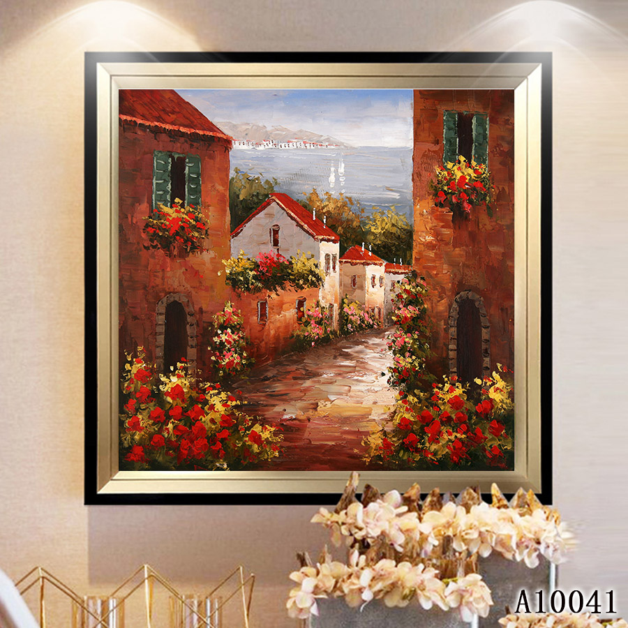 风景油画装饰画布画壁画相框挂画欧美流行画