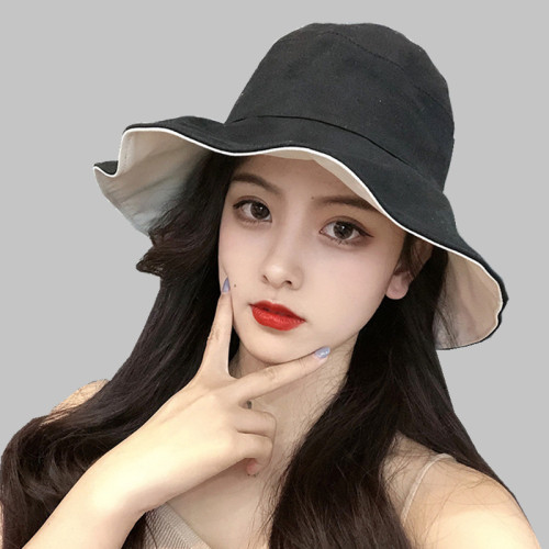 fisherman hat female summer japanese style face cover all-match sun protection uv sun hat female korean style trendy plain sun hat