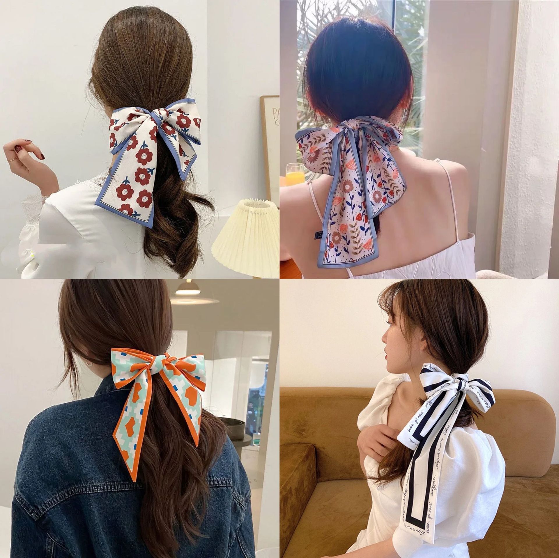 法式复古发带女绑发飘带头绳丝巾女小长条丝带装饰领巾头巾扎马尾