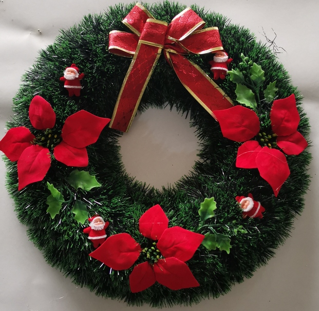 48cm圣诞花环门挂饰品圣诞节装饰品圣诞树店铺橱窗场景布置挂件