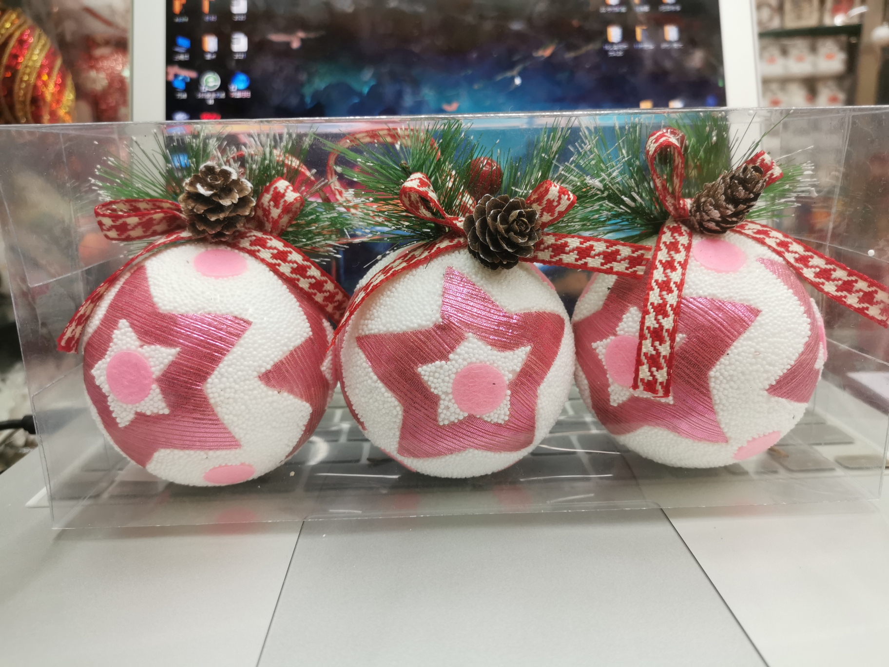 盈浩圣诞球装饰品 8cm盒装节日装饰球圣诞树装饰吊挂件 厂家直供