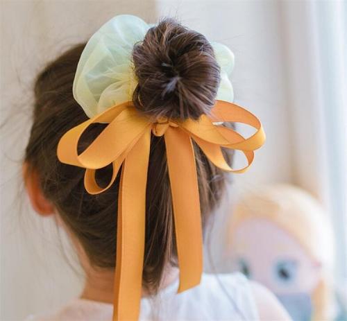 Children‘s Bow Hair Band Girls‘ Sweet All-Matching Hair Rope Korean Large Intestine Ring Ribbon Hairtie Fairy Hair Accessory