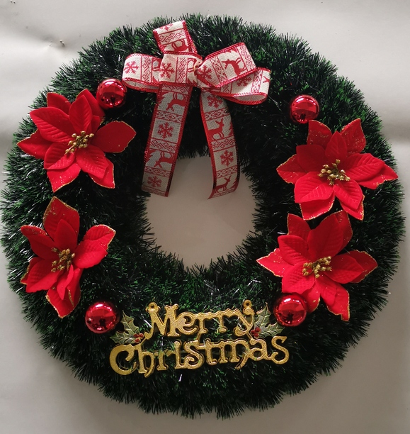 48cm圣诞花环门挂饰品圣诞节装饰品圣诞树店铺橱窗场景布置挂件