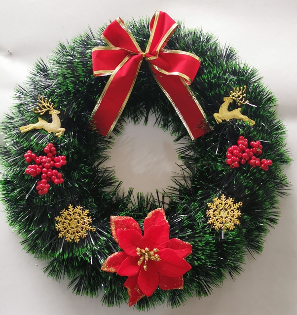 38cm圣诞花环门挂饰品圣诞节装饰品圣诞树店铺橱窗场景布置挂件