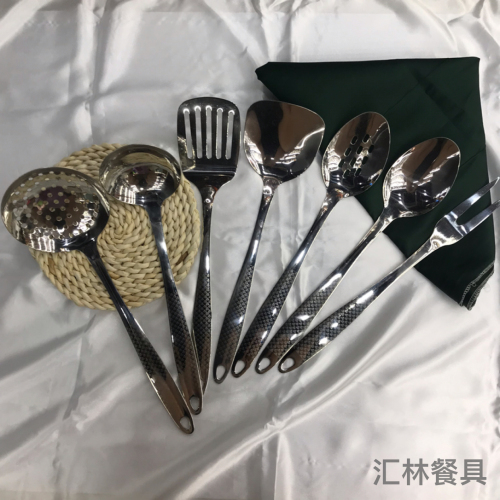 stainless steel kitchenware original color with handle laser a porridge colander spatula flat shovel long tongue leaking meat fork can be customized