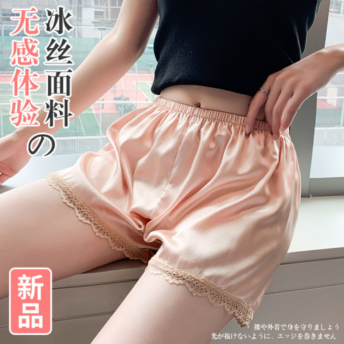 Safety Pants Women‘s Anti-Exposure Ice Silk Lace Can Be Worn outside plus Size Summer Black Japanese JK Insurance Pants Leggings Short