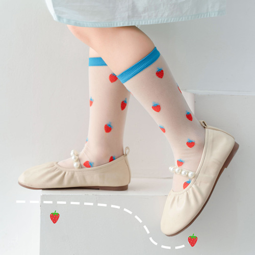 2021 summer new cartoon cored silk children‘s socks korean style ultra-thin trendy boys and girls children‘s calf socks