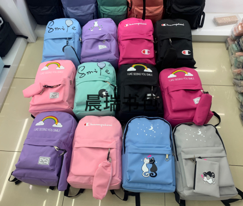 chenrui oxford backpack schoolbag with pencil case