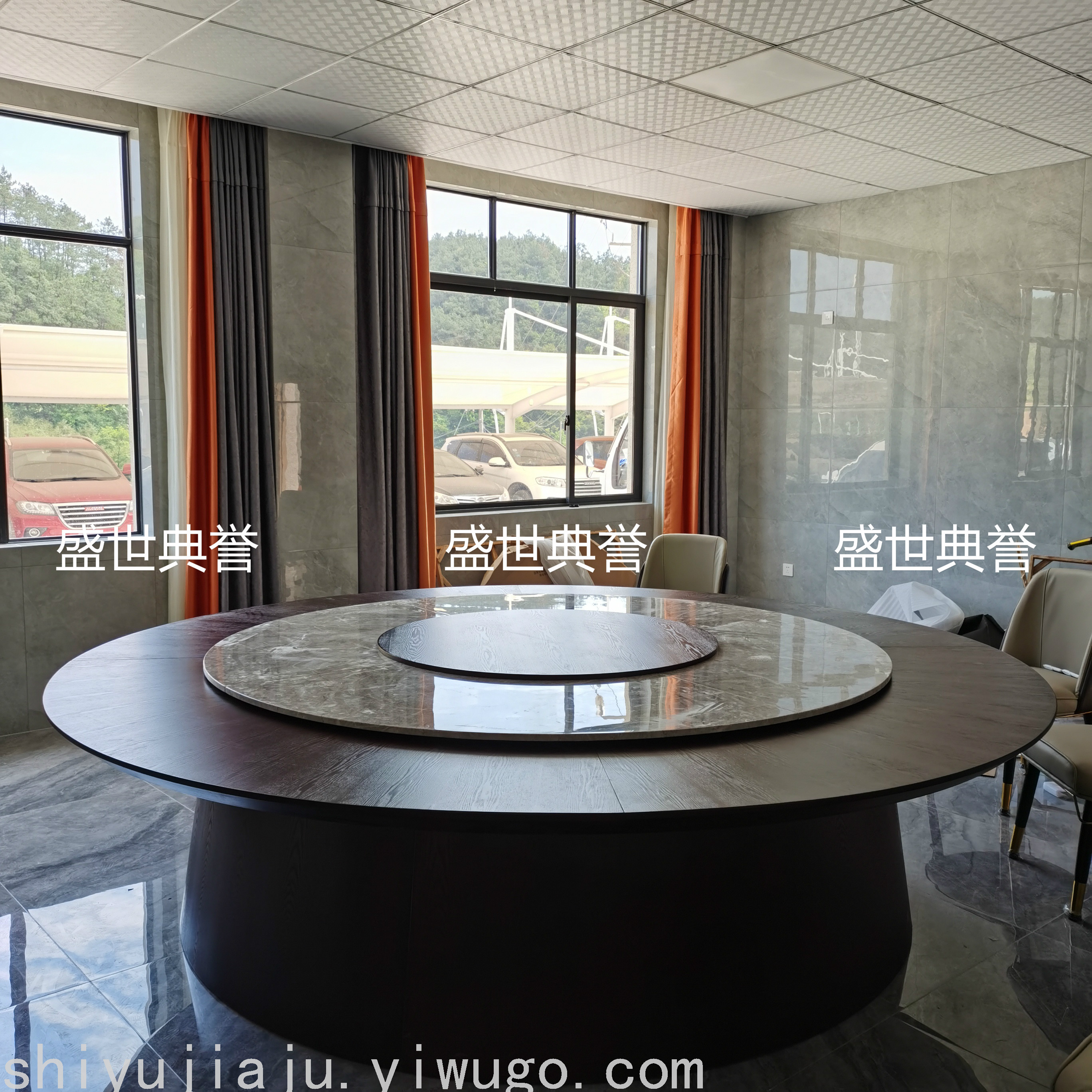 宁波私人会所实木电动餐桌椅公司食堂接待电动餐桌酒店包厢大圆桌