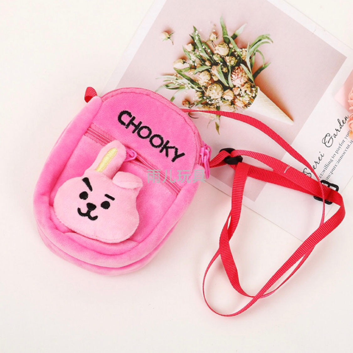 毛绒玩具斜挎包儿童零钱包背包单肩包bts斜挎包三拉包bts21挎包