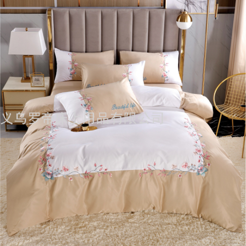 light luxury style summer four-piece cotton bed sheet cotton household bed cover six-piece bedding set spring and autumn