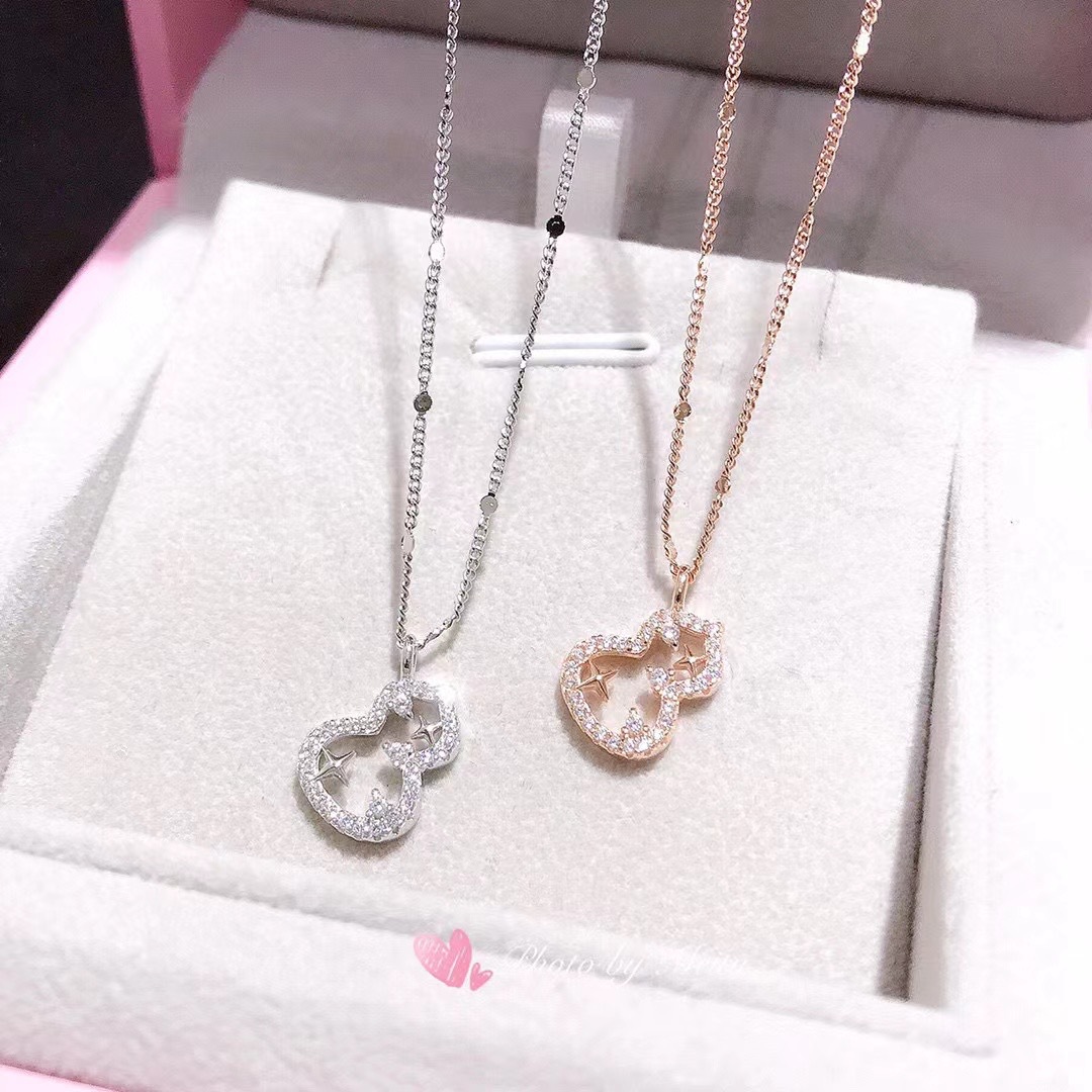 925纯银招财转运福气气质葫芦镶石葫芦锁骨链