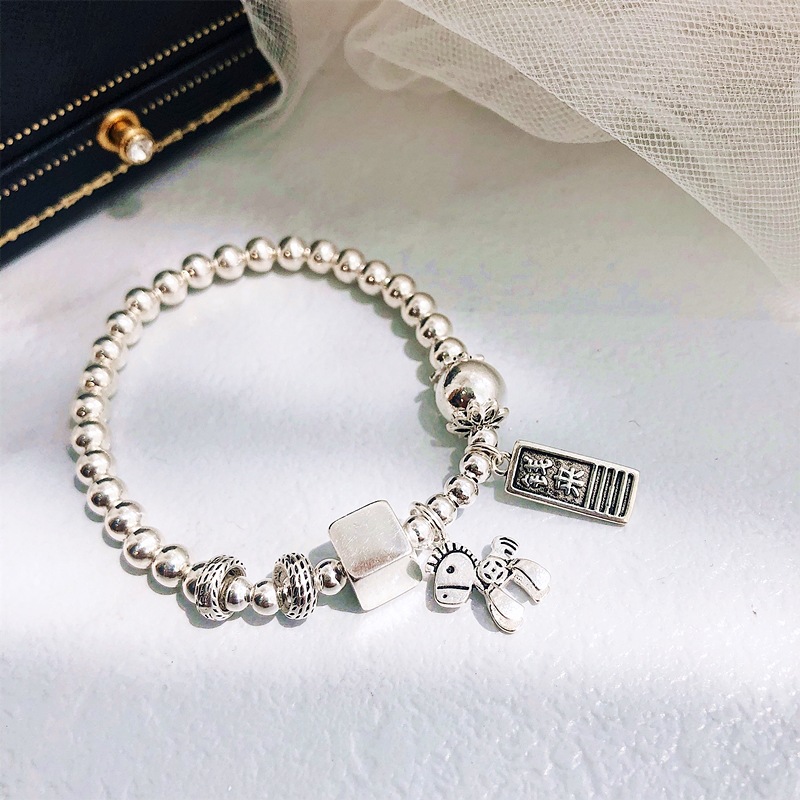 925银马上有钱转运手链女银ins小众设计闺蜜手链手串