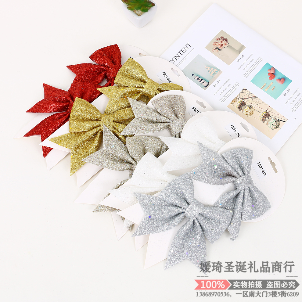 diy亮粉蝴蝶结装饰 圣诞装饰品手工蝴蝶结礼盒配饰商场橱窗装饰