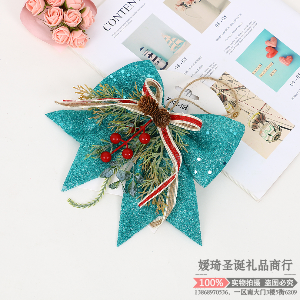 圣诞树花环蝴蝶结场景布置diy节庆装饰品挂饰吊饰商场挂件吊饰