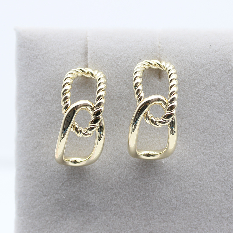 真金电镀2021新款韩国东大门耳饰 立体几何耳钉 金属冷淡风耳环女