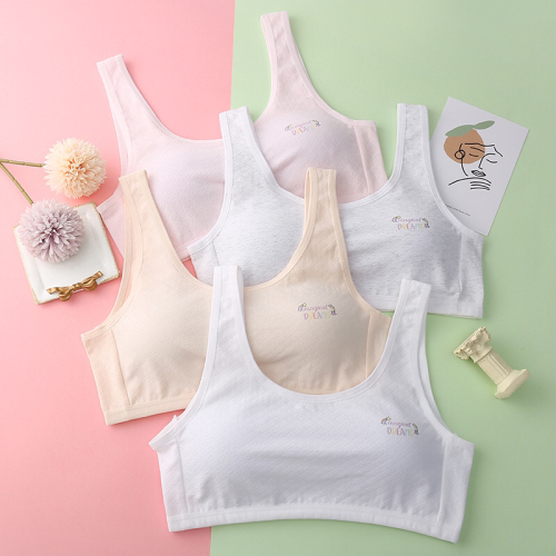 girls‘ cotton underwear development bra primary school junior high school high school one-piece cup wireless sports vest for girls