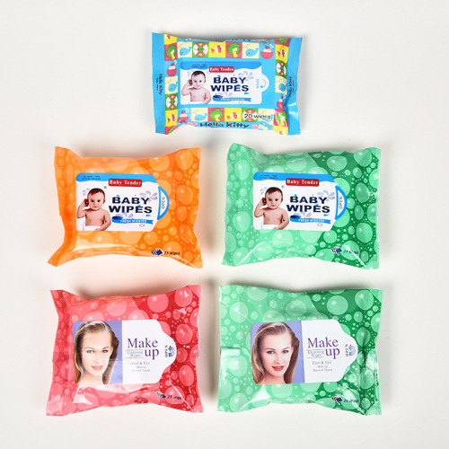 English Version Export 25-Piece Wet Wipes Women‘s Makeup Remover Wet Tissue Customized Baby Cleansing Wet Tissue Wholesale 