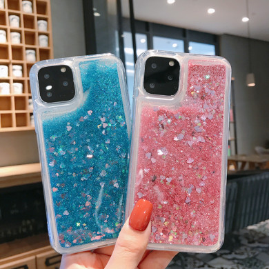 iphone12透明手机壳,透明iphone 液体流沙iphone11pro手机壳苹果12/xr防摔适用华为p30/oppo/vivo