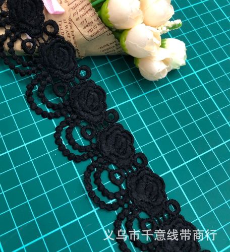 Products in Stock New Milk Silk Water Soluble Lace Black Embroidery Lace Clothing Decorative Accessories