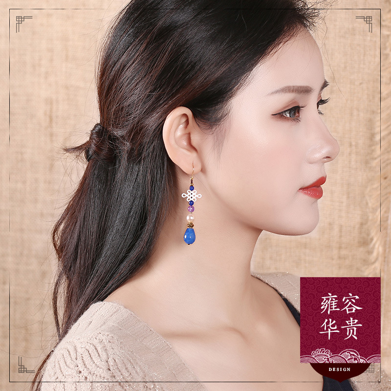 民族风中国结饰品旗袍耳环长款复古百搭气质流苏耳坠云南文艺耳饰