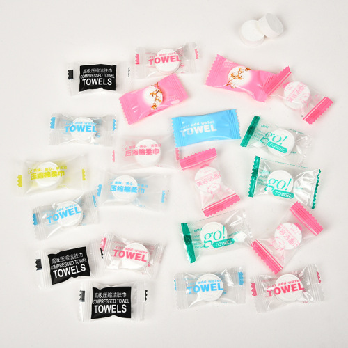 disposable compressed towel individually packed candy pure cotton cleansing towel portable hotel travel compressed face towel