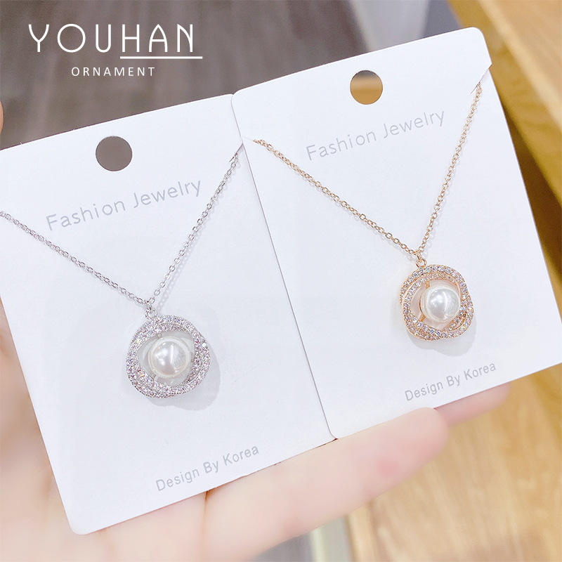 韩版珍珠项链女个性气质满钻花瓣锁骨链 ins网红同款冷淡风颈链潮