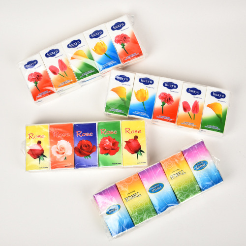 Factory Customized Bamboo Pulp Mini Fragrance-Free Facial Tissue 2-Layer 8-Piece Household Handkerchief Paper Full English Small Package