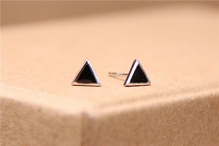 几何三角形S925纯银耳钉耳环女韩范气质简约个性耳钉