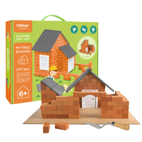 mideer milu children diy simulation building house brick tile construction model play children‘s toy mason 3.4