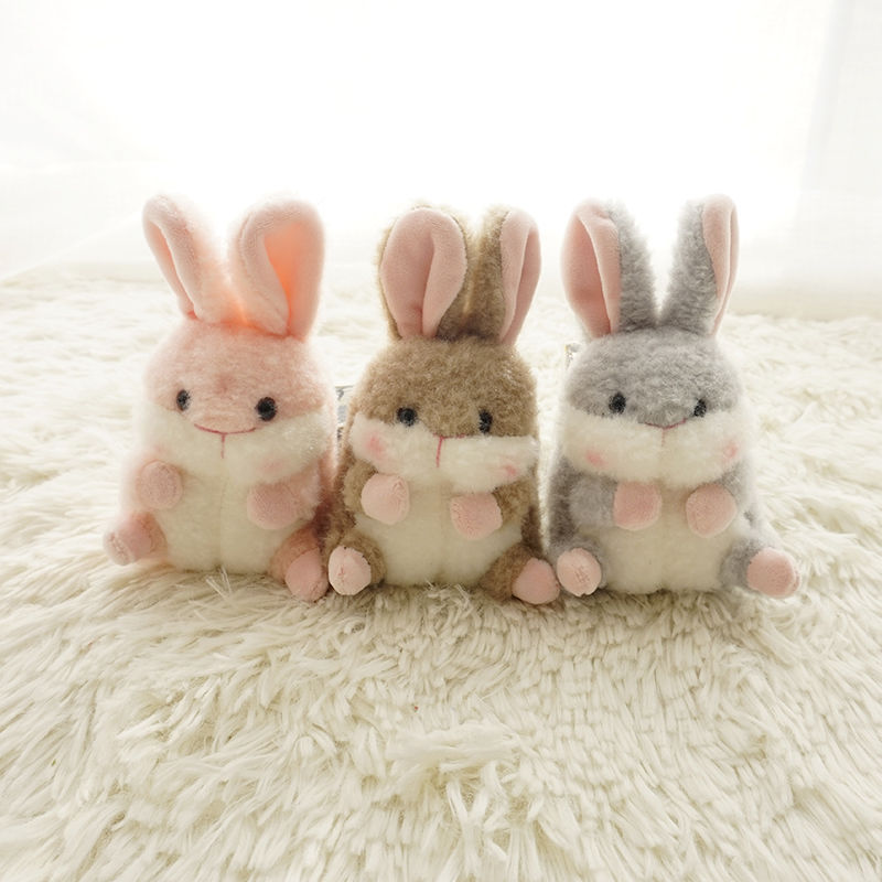可爱萌宠钥匙扣萌球兔毛绒玩具毛茸茸长耳朵小白兔玩偶书包挂件