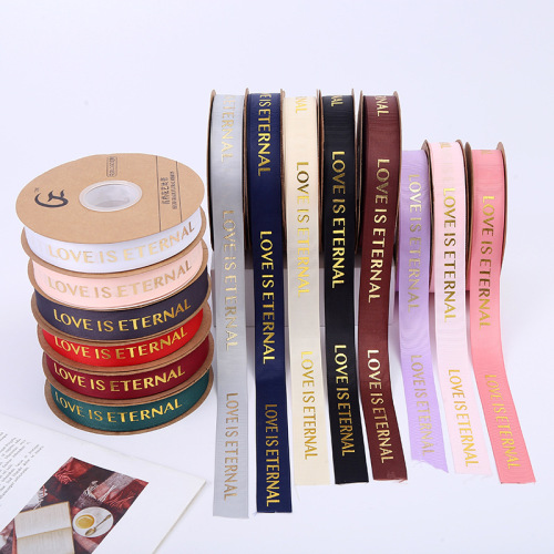 Gilding High Density Flower Packaging Tape Love Is Eternal English Thread Ribbon bouquet Floral Material Cake Packaging
