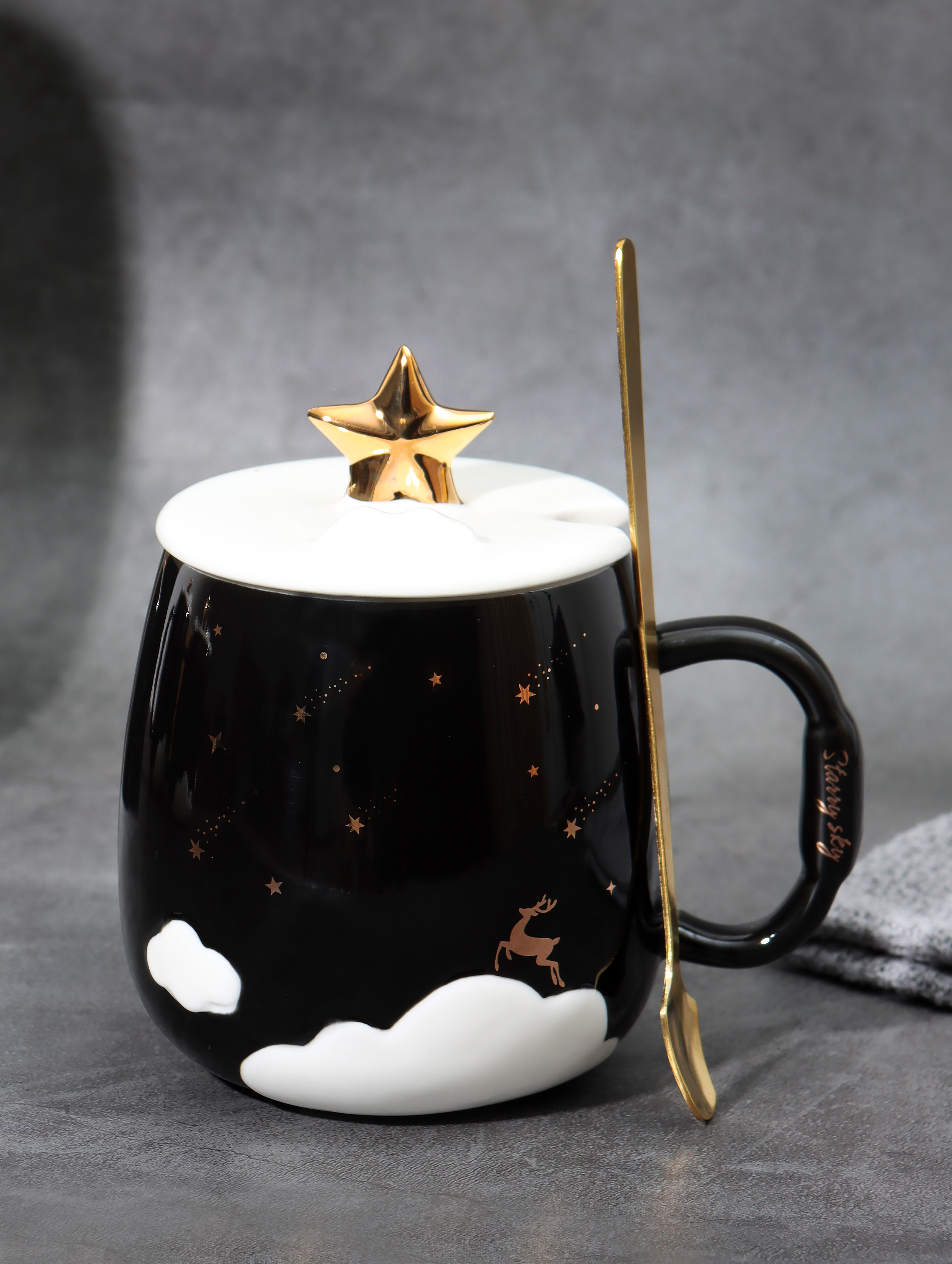 新品手机支架杯带盖勺陶瓷杯咖啡杯礼品杯厂家直销定制LOGO马克杯