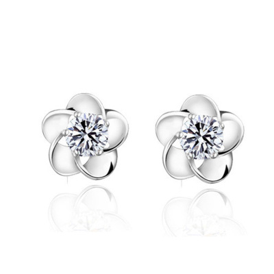 Customized Whole Plum Blossom Star Same Certificate Stud Earrings Female Sterling Silver Stud Earrings Plum Blossom